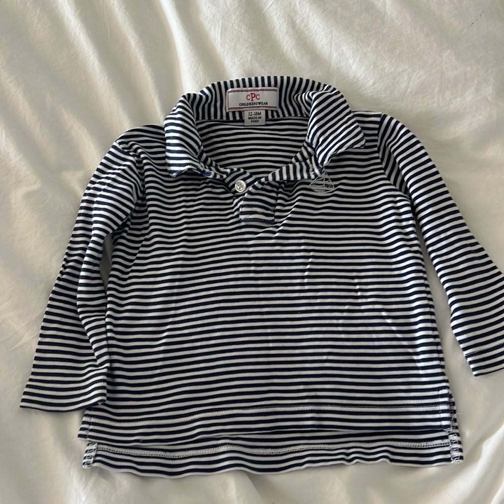 CPC Boys Navy/White Striped Long Sleeved Polo